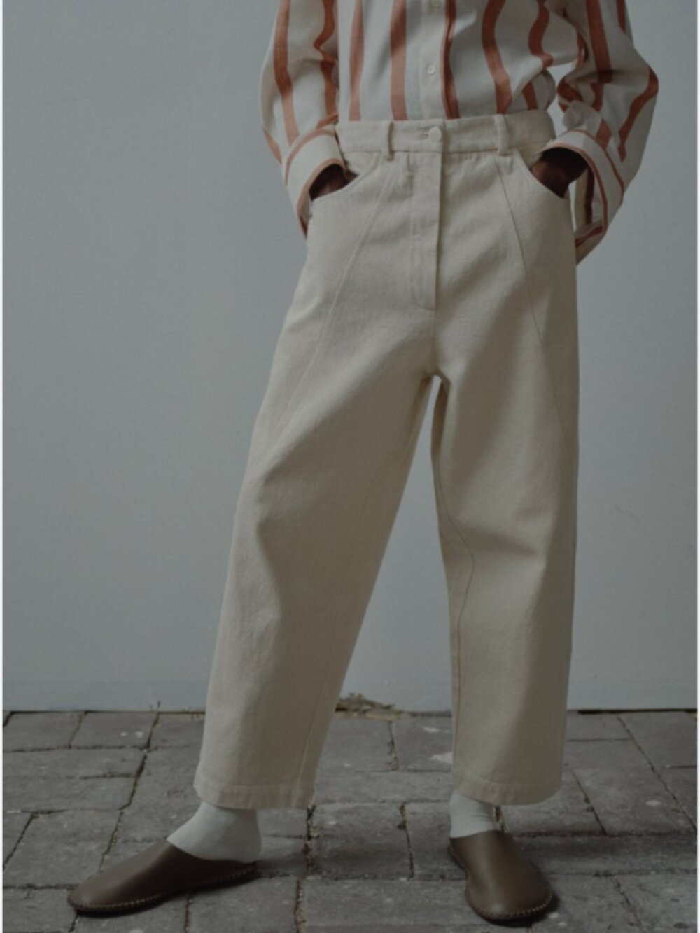 Cordera Crosswise Seam Pants - Natural